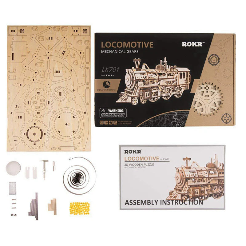 Locomotive 3D Wooden Puzzle Model lk701 - Holz Wunder
