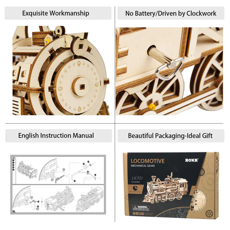 Locomotive 3D Wooden Puzzle Model lk701 - Holz Wunder