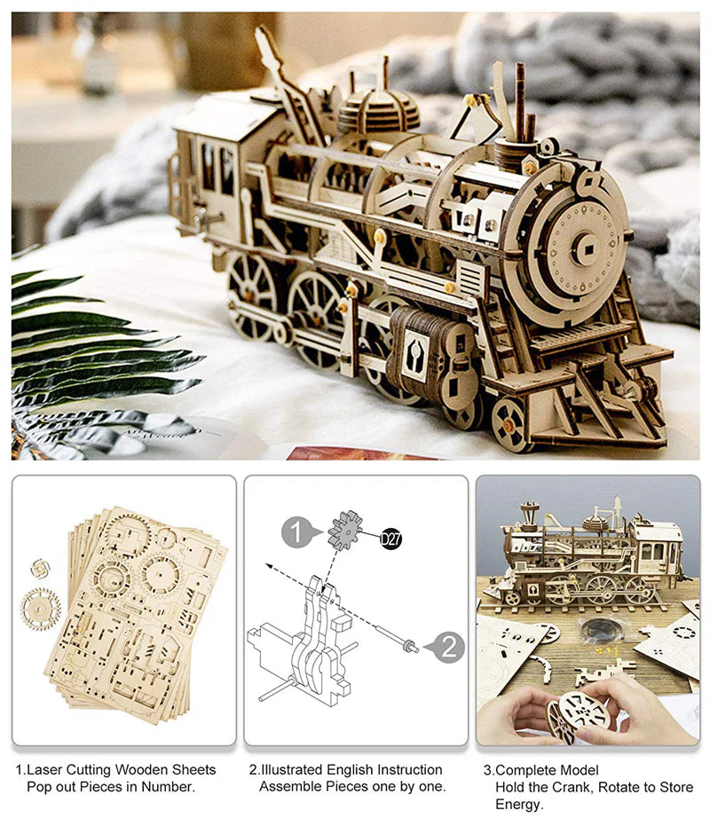 Locomotive 3D Wooden Puzzle Model lk701 - Holz Wunder