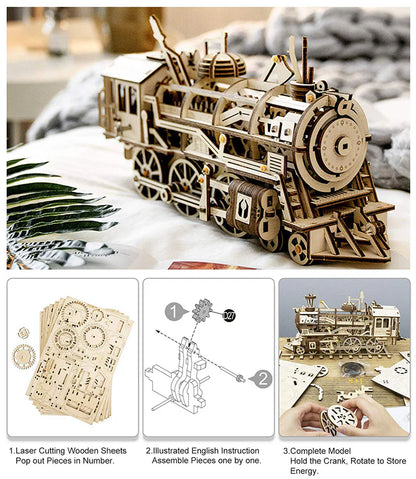 Locomotive 3D Wooden Puzzle Model lk701 - Holz Wunder