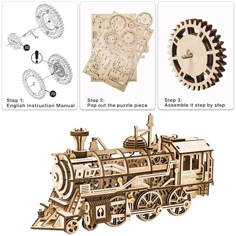 Locomotive 3D Wooden Puzzle Model lk701 - Holz Wunder