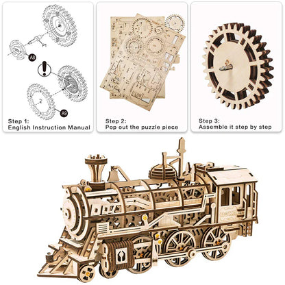 Locomotive 3D Wooden Puzzle Model lk701 - Holz Wunder